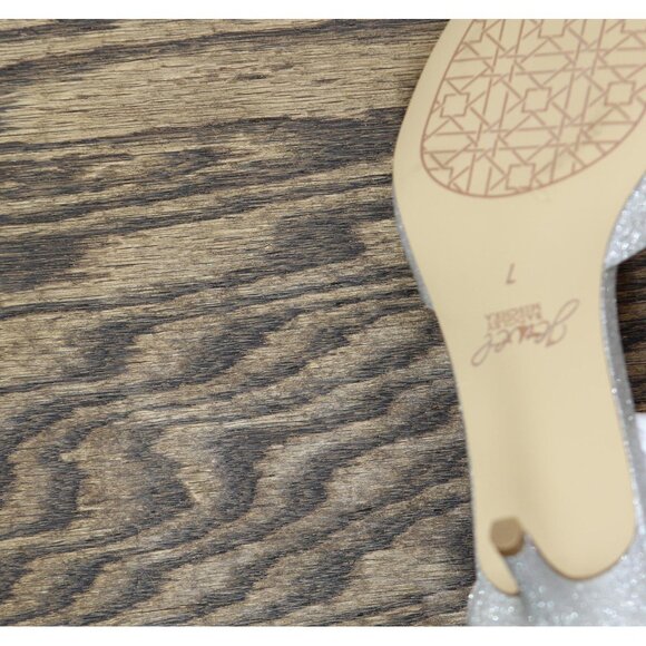 Jewel Badgley Mischka Robles Crystal Embellished Kitten Heels Silver Glitter 7M - Picture 6 of 11